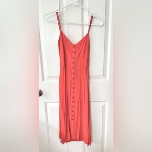 Elegant Coral Button-Down Dress